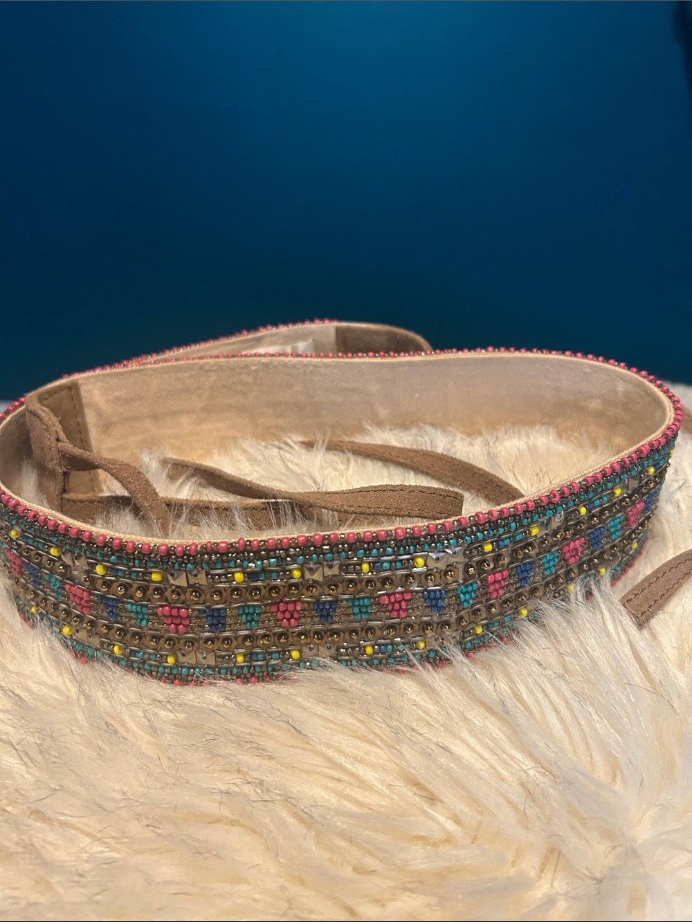 Boston Proper Beaded Multicolor Women's Waist Belt - Boho Embellished Style